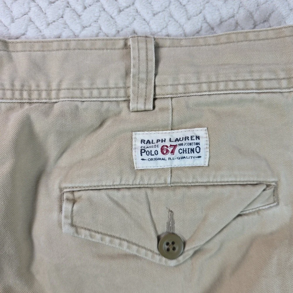 Polo Ralph Lauren Classic Polo 67 Chino Cargo Shorts Mens 40 Tan Khaki Cotton